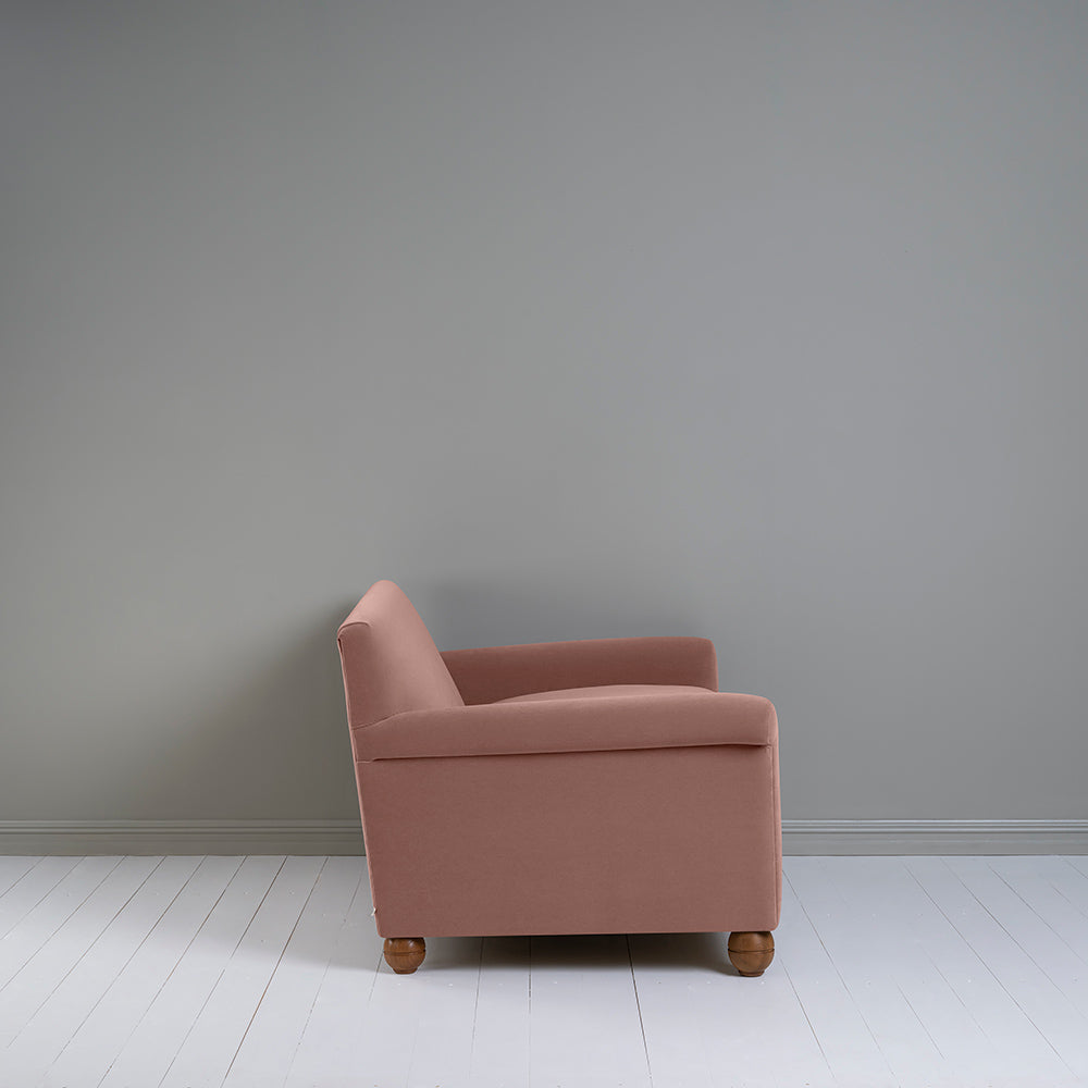 Idler 2 Seater Sofa in Intelligent Velvet Dusky Pink Side View - Nicola Harding