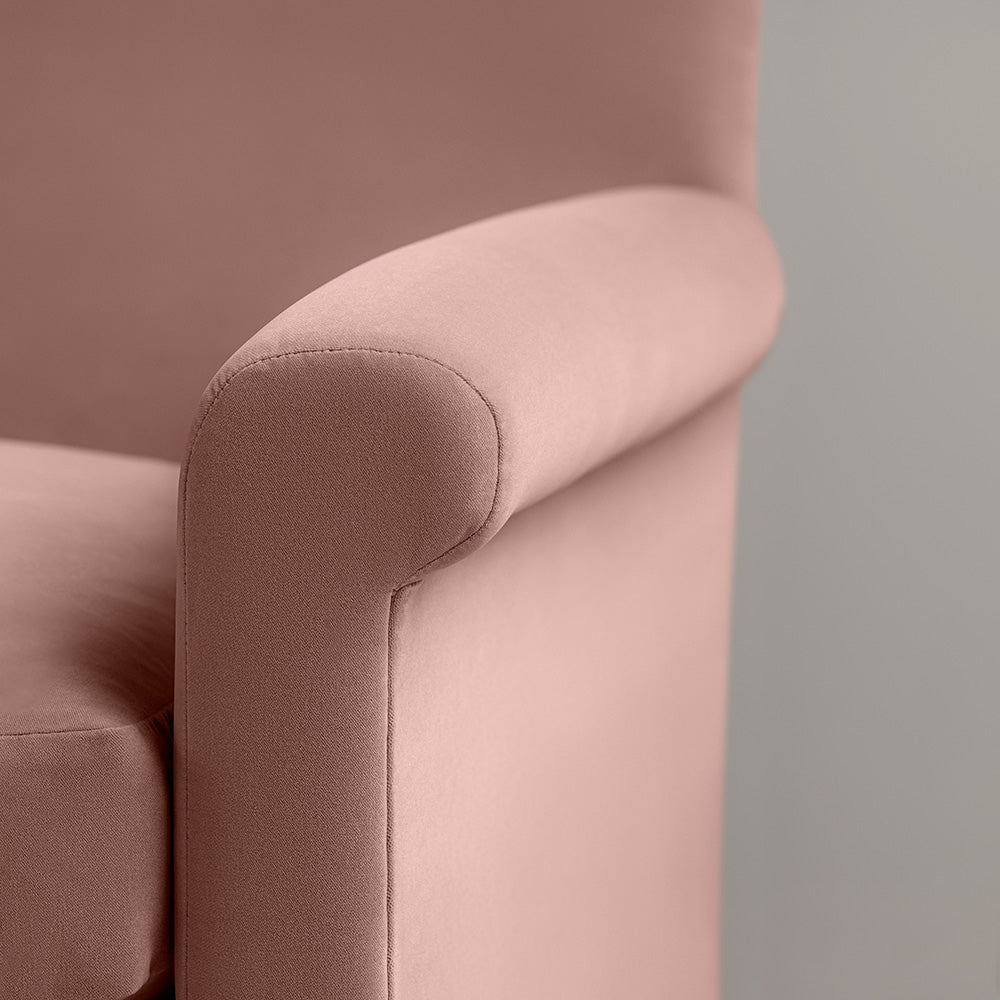 Idler 2 Seater Sofa in Intelligent Velvet Dusky Pink Arm Closeup - Nicola Harding