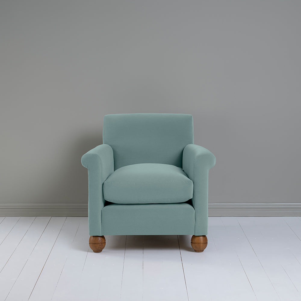 Idler Armchair in Intelligent Velvet Mineral - Nicola Harding