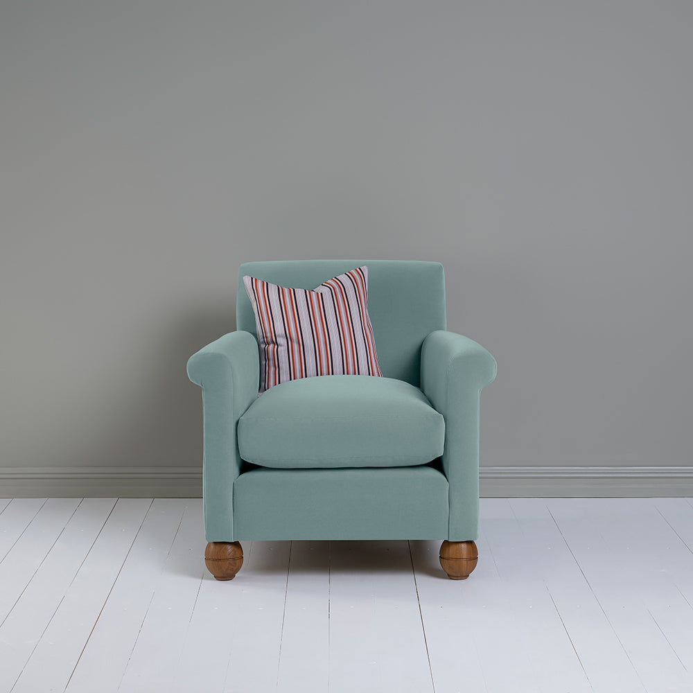 Idler Armchair in Intelligent Velvet Mineral - Nicola Harding