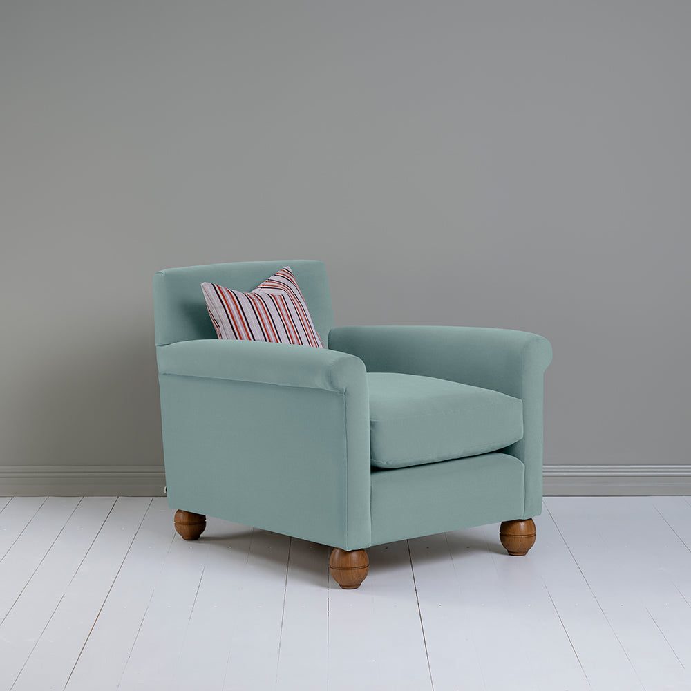 Idler Armchair in Intelligent Velvet Mineral - Nicola Harding