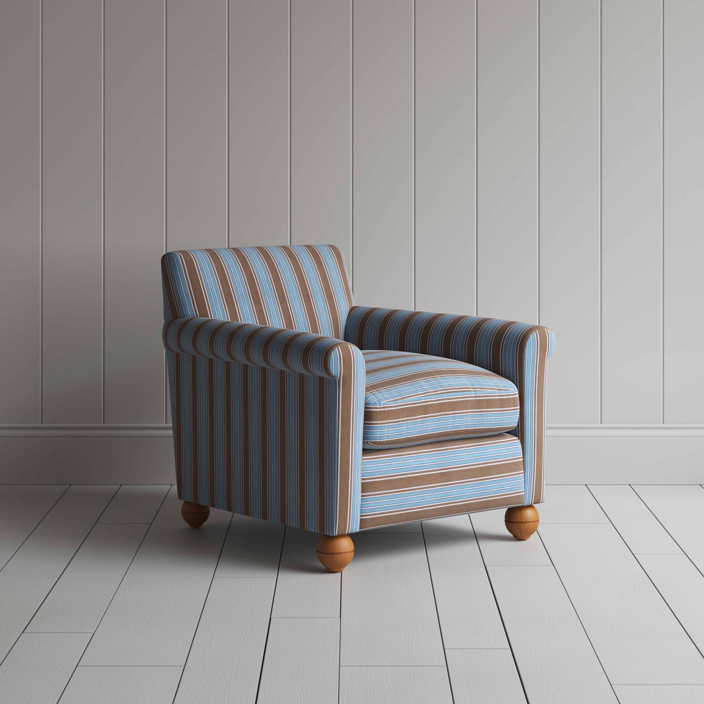Idler Armchair in Regatta Cotton, Blue - Nicola Harding