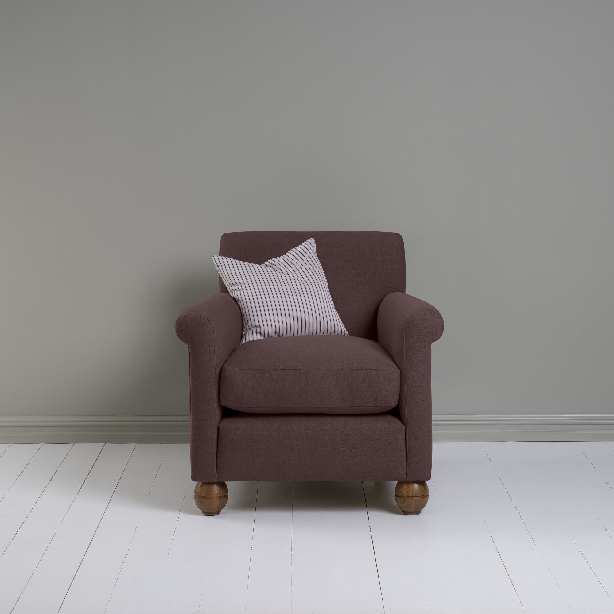 Idler Armchair in Laidback Linen Damson With Cushion - By NiX