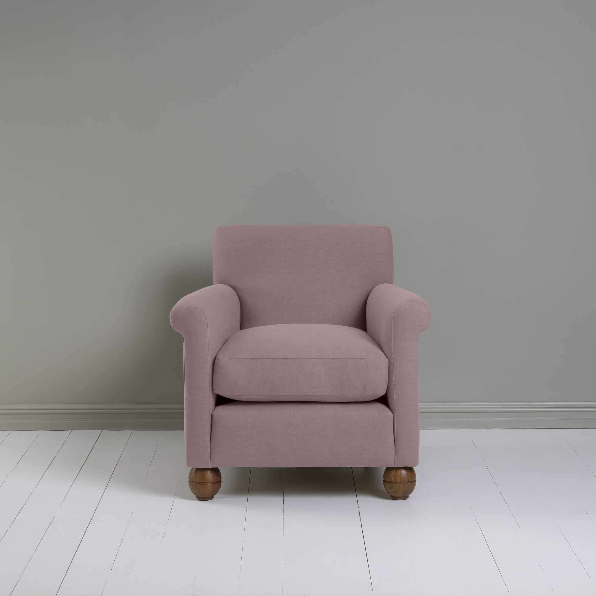 Idler Armchair in Laidback Linen Heather Front View - By NiX