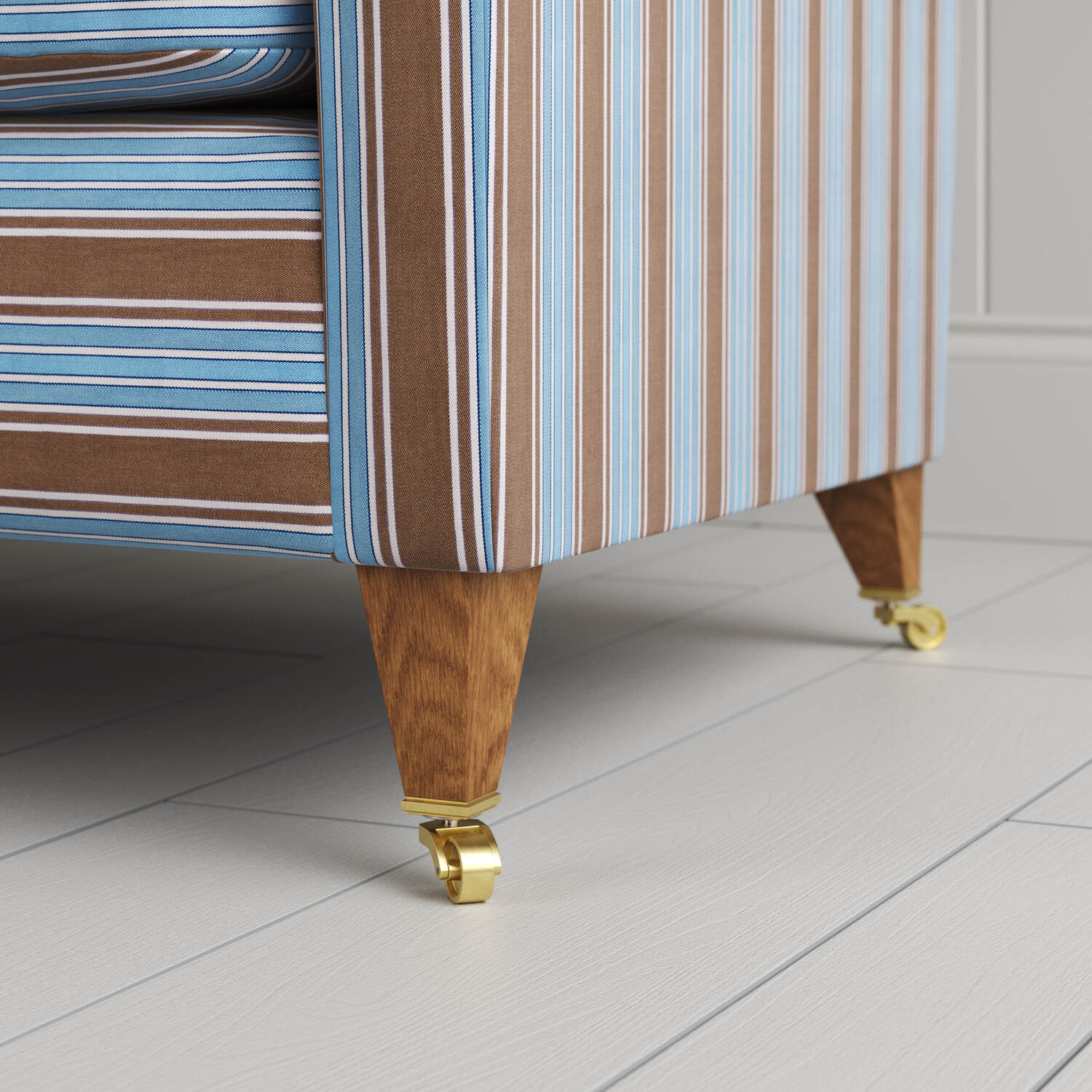 Design details of tapered legs with caster wheels by Nicola Harding
