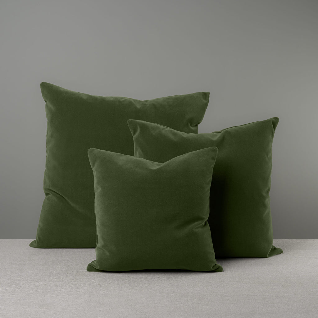 3 Different sizes Square Kip Cushion in Intelligent Velvet, Juniper - By NiX (BY Nicola Harding & Co.)
