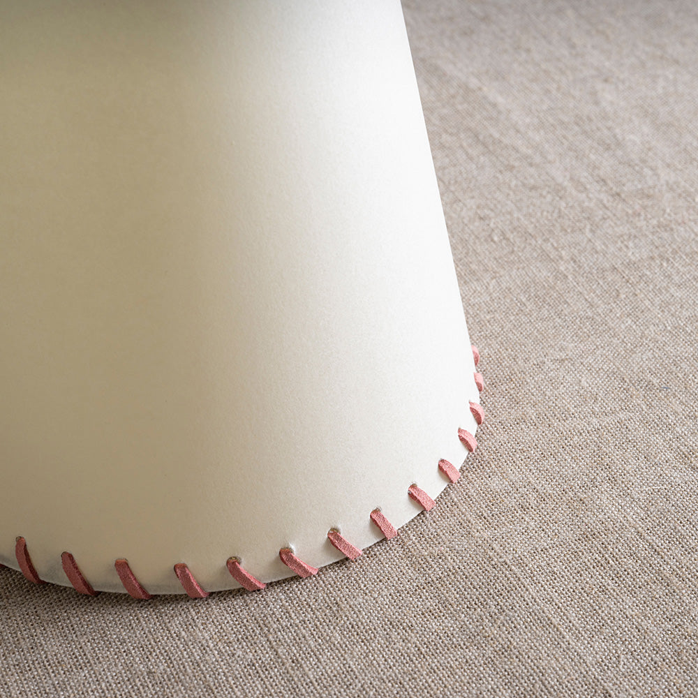 Bright Spark Tall Tapered Lamp Shade in Natural Parchment Stitching closeup - Nicola Harding