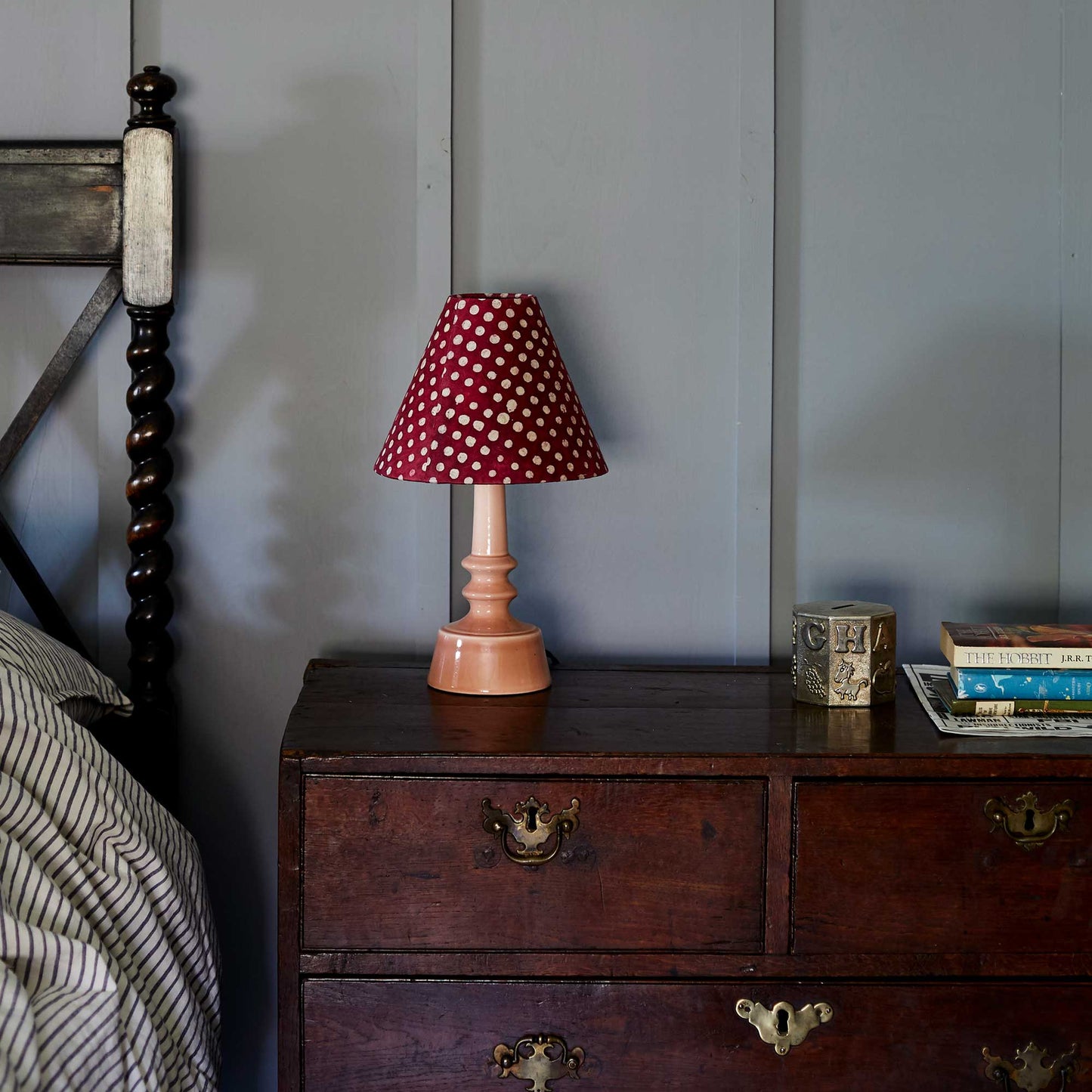 Ditsy Classic Empire Lamp Shade in Dotty Maroon