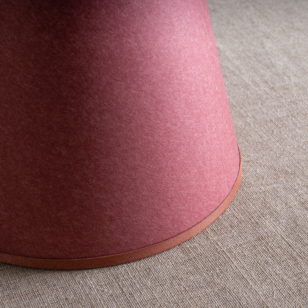 Ditsy Tall Tapered Lamp Shade in Burgundy with Pink Trim, Closeup - Nicola Harding