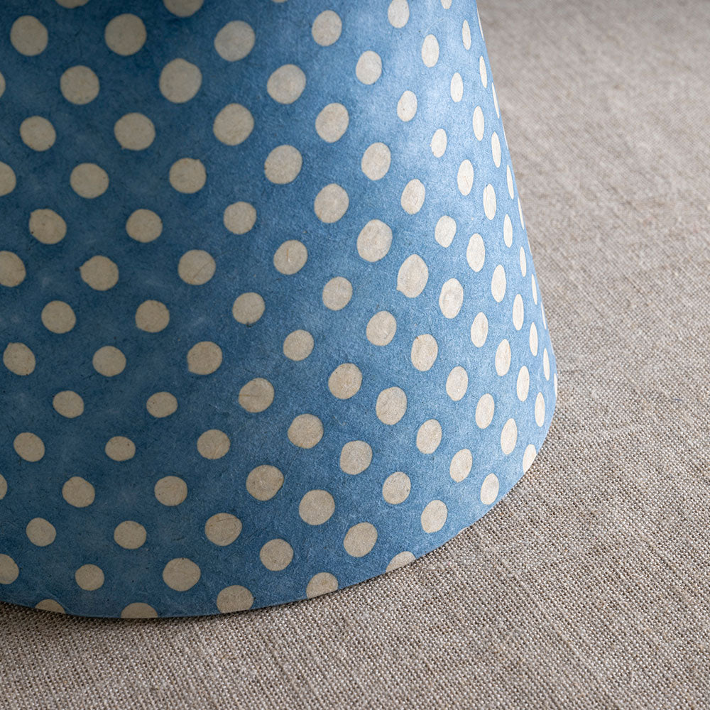 Ditsy Tall Tapered Lamp Shade in Dotty Sky Blue, Closeup - Nicola Harding