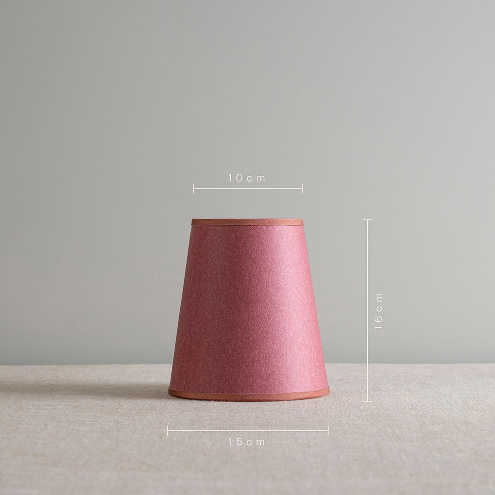 Focused Empire Paper Lamp Shade in Burgundy with Muted Pink Trim, With Dimensions in 'cm' Height is 16cm and top Width is 10cm and Bottom Width is 15cm - Nicola Harding