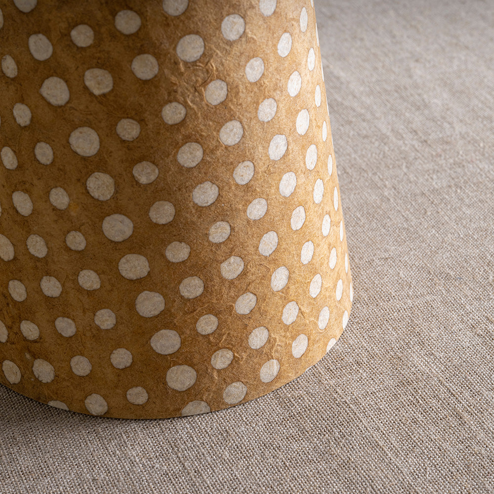 Focused Empire Batik Paper Lamp Shade in Spotty Dotty Tan, Closeup - Nicola Harding
