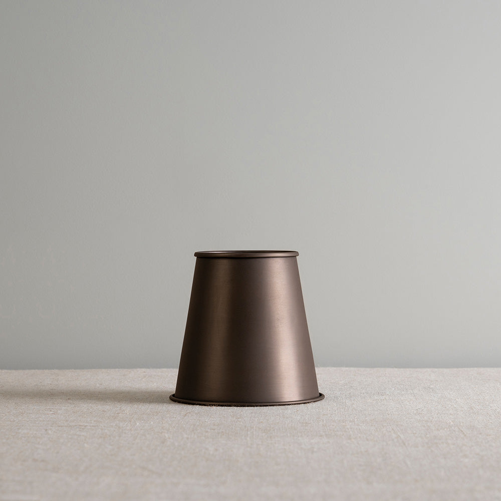 Focused Empire Lamp Shade in Waxed Brass with Rolled Edge, Beautiful Front View - Nicola Harding