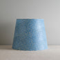 Humbug Straight Empire Batik Paper Lamp Shade in Dotty Sky Blue, Beautiful Front View - Nicola Harding