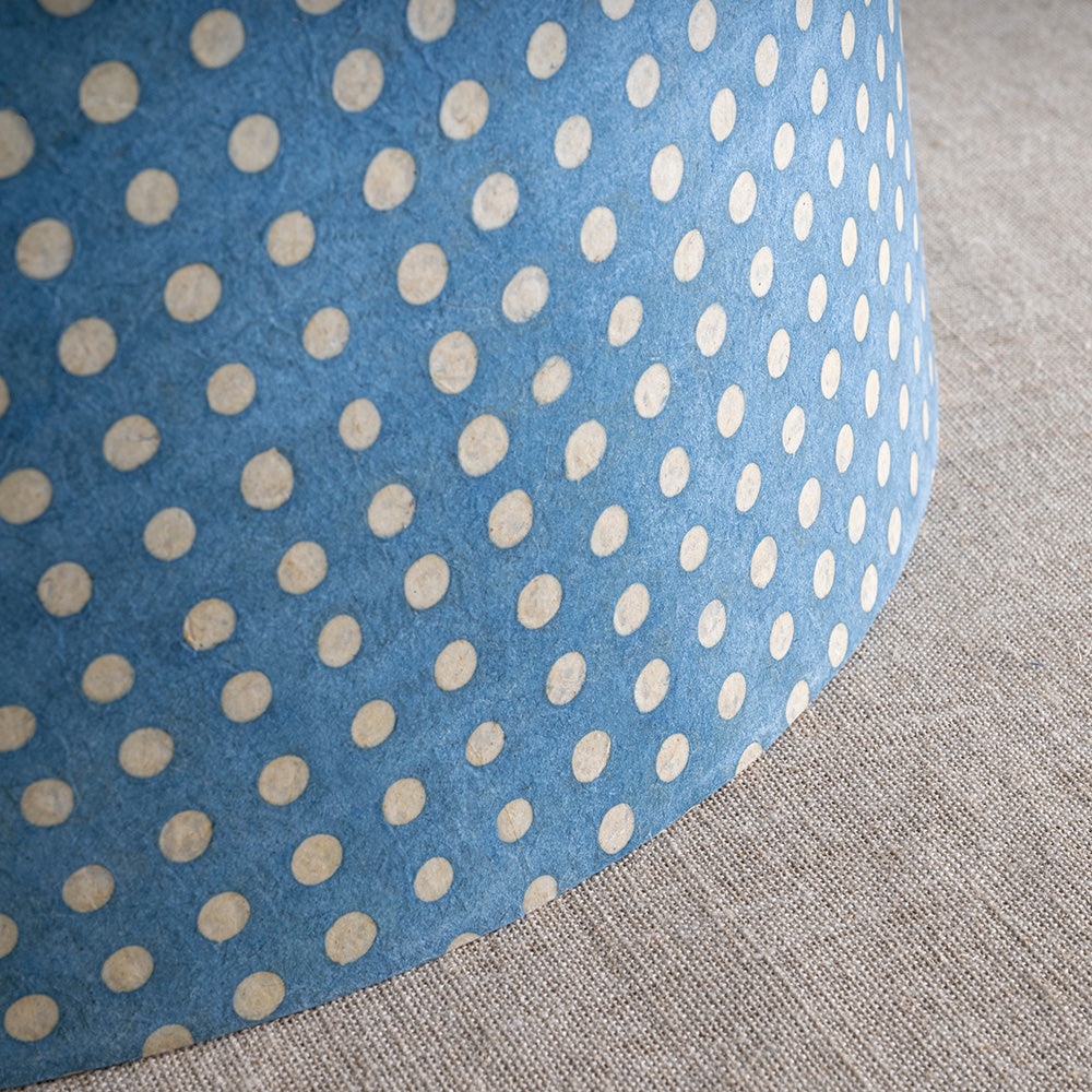 Humbug Straight Empire Batik Paper Lamp Shade in Dotty Sky Blue, Closeup - Nicola Harding
