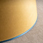 Humbug Straight Empire Paper Lamp Shade in Mustard with Blue Trim, Closeup - Nicola Harding