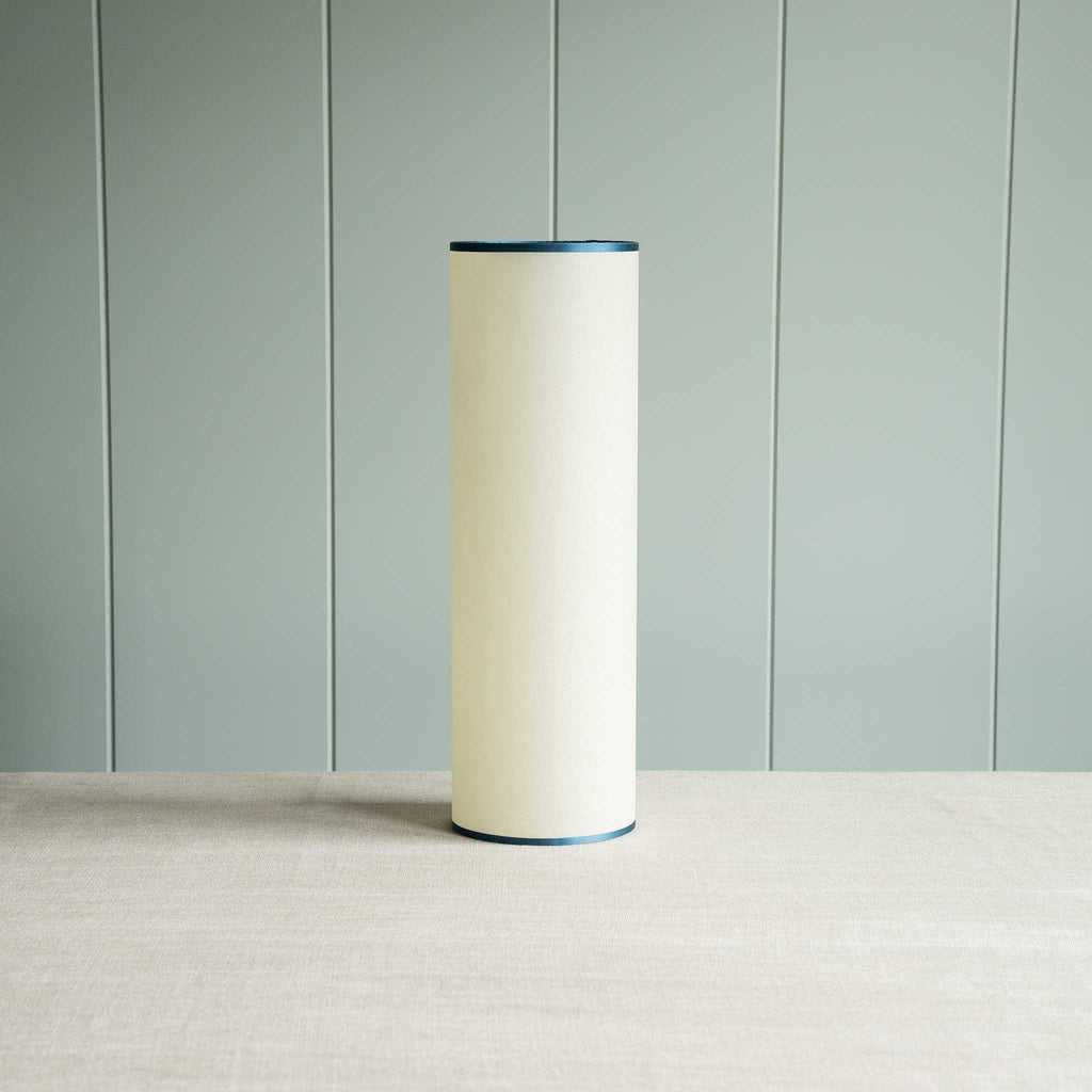 Pipe Up Cylinder Lamp Shade in Soft White with Blue Trim - By NiX