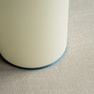 Pipe Up Cylinder Lamp Shade in Soft White with Blue Trim, Design Closeup - NiX By Nicola Harding & Co.