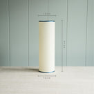 Dimensions of Pipe Up Cylinder Lamp Shade in Soft White with Blue Trim: Height 40cm, Top Width 12cm, Bottom Width 12cm – By NiX