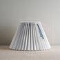 Measurement in 'cm' of Sunburst Concertina Natural Pleat Lamp Shade with Peacock Blue Cord, Height 32cm, Top-Width 23cm, Bottom-Width 46.5cm - By NiX