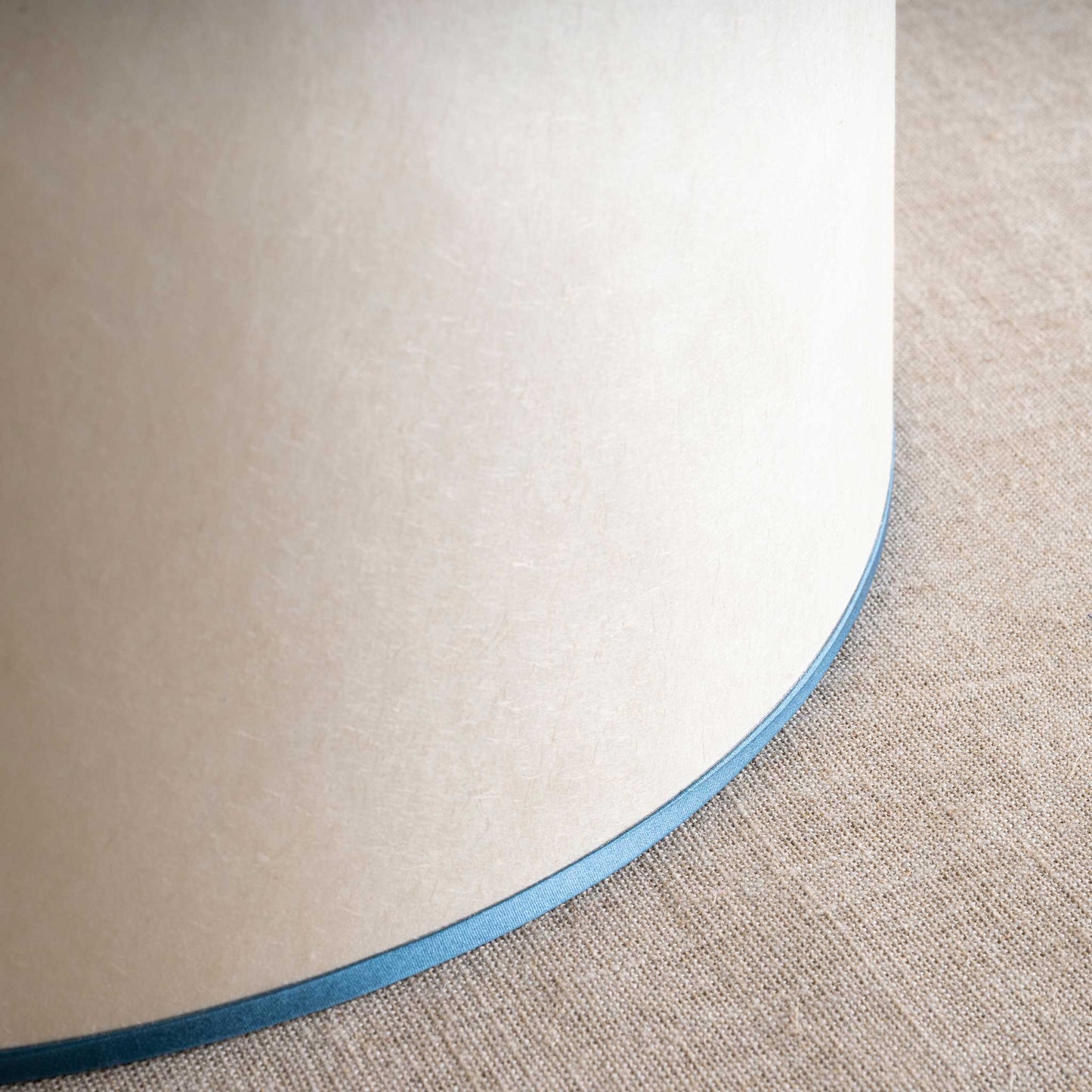 Whimsical Tall Straight Empire Lamp Shade in Soft White with Blue Trim