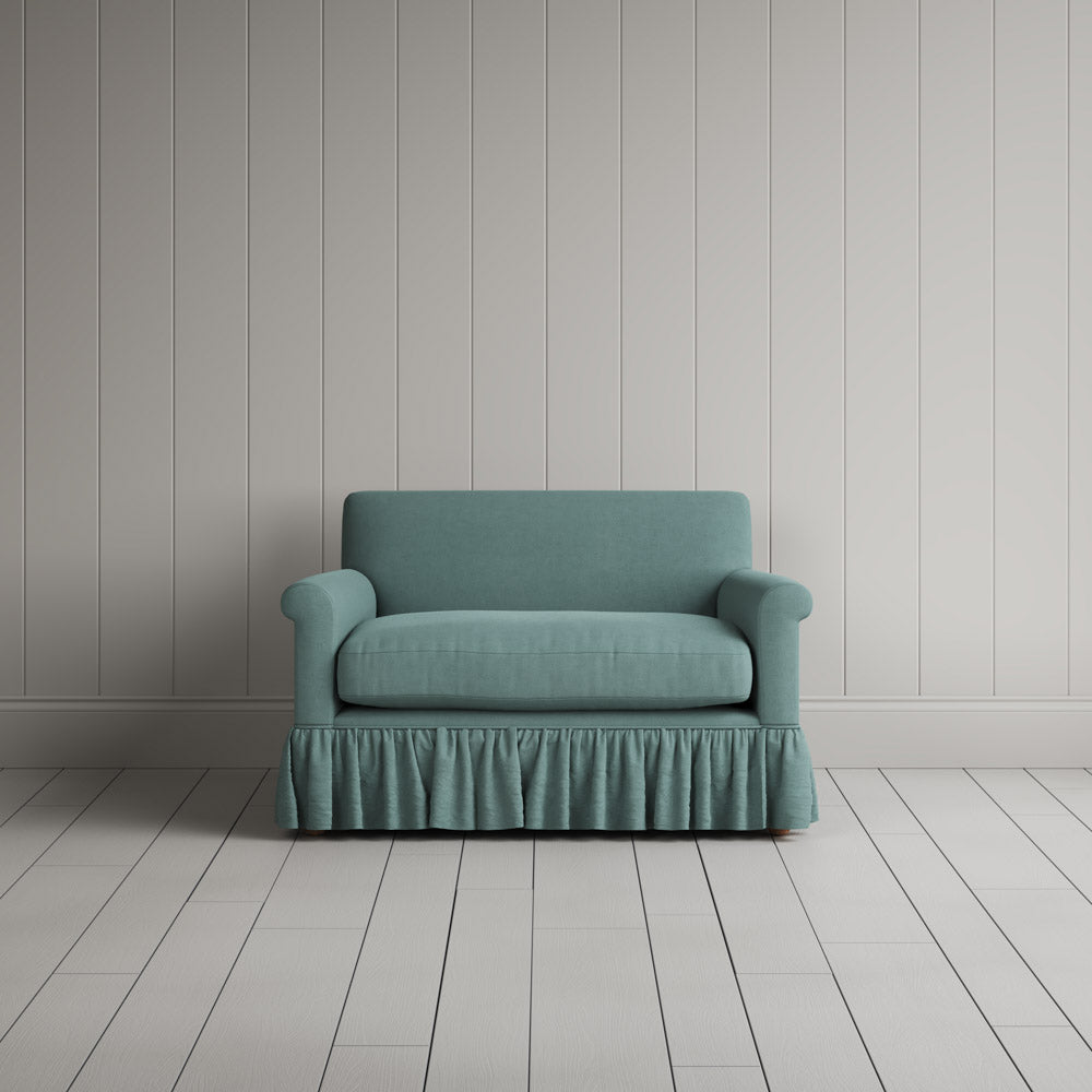 Curtain Call Love Seat in Laidback Linen Cerulean