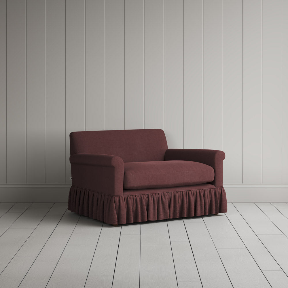 Curtain Call Love Seat in Laidback Linen Damson