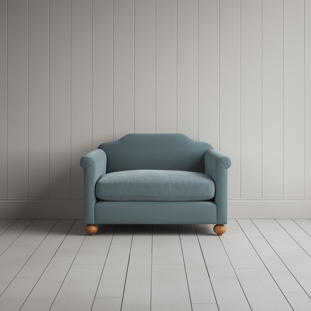 Dolittle Love Seat in Intelligent Velvet Mineral