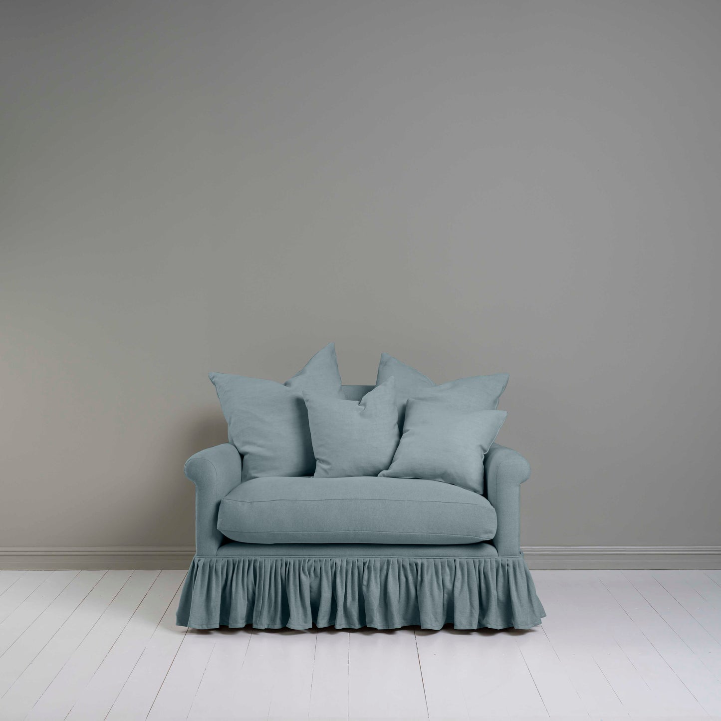 Front View of Curtain Call Love Seat in With Multiple Cushions - Nicola Harding & Co.