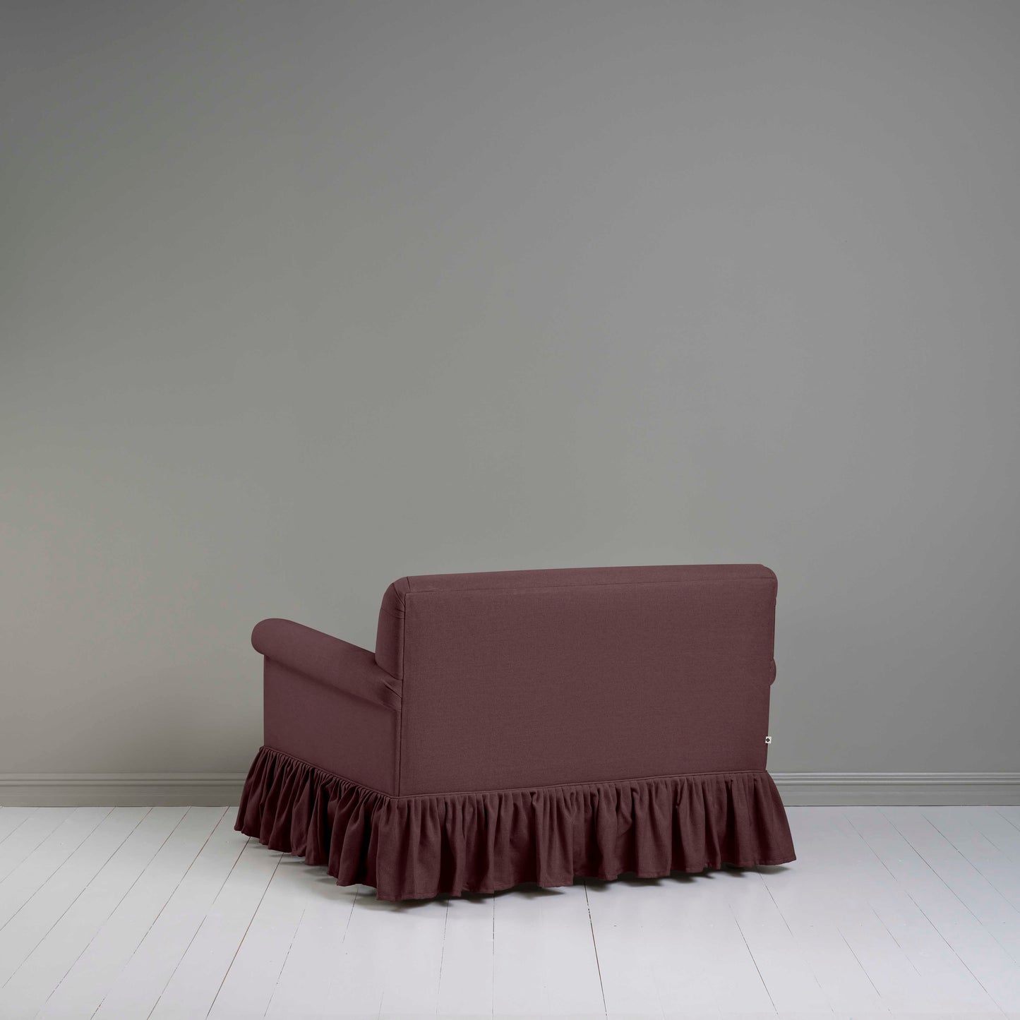 Back View of Curtain Call Love Seat in  Purple(Damson) - Nicola Harding & Co.
