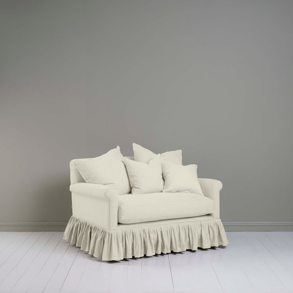 Curtain Call Love Seat in white(Dove) Color With 4 Cushions - NiX By Nicola Harding & Co.