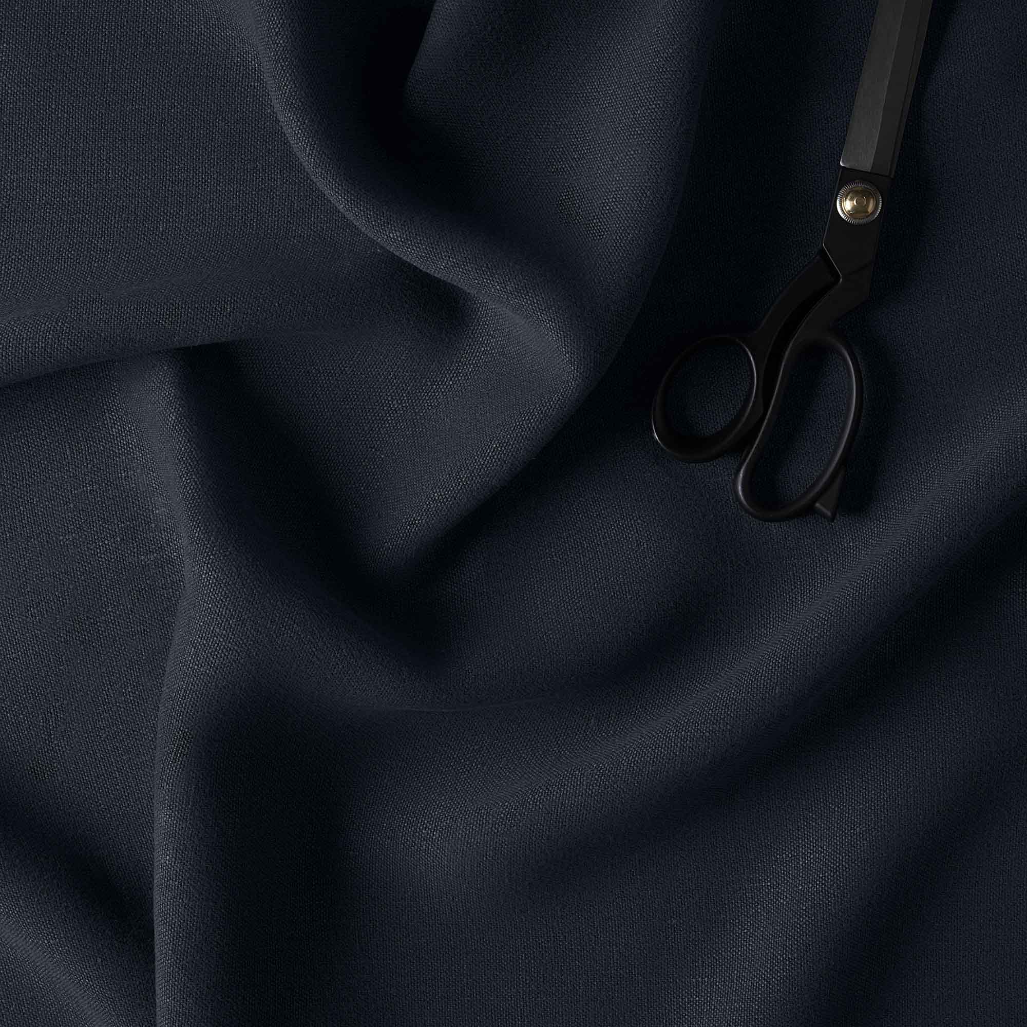Laidback Linen Midnight Fabric With Scissor on top - Nicola Harding