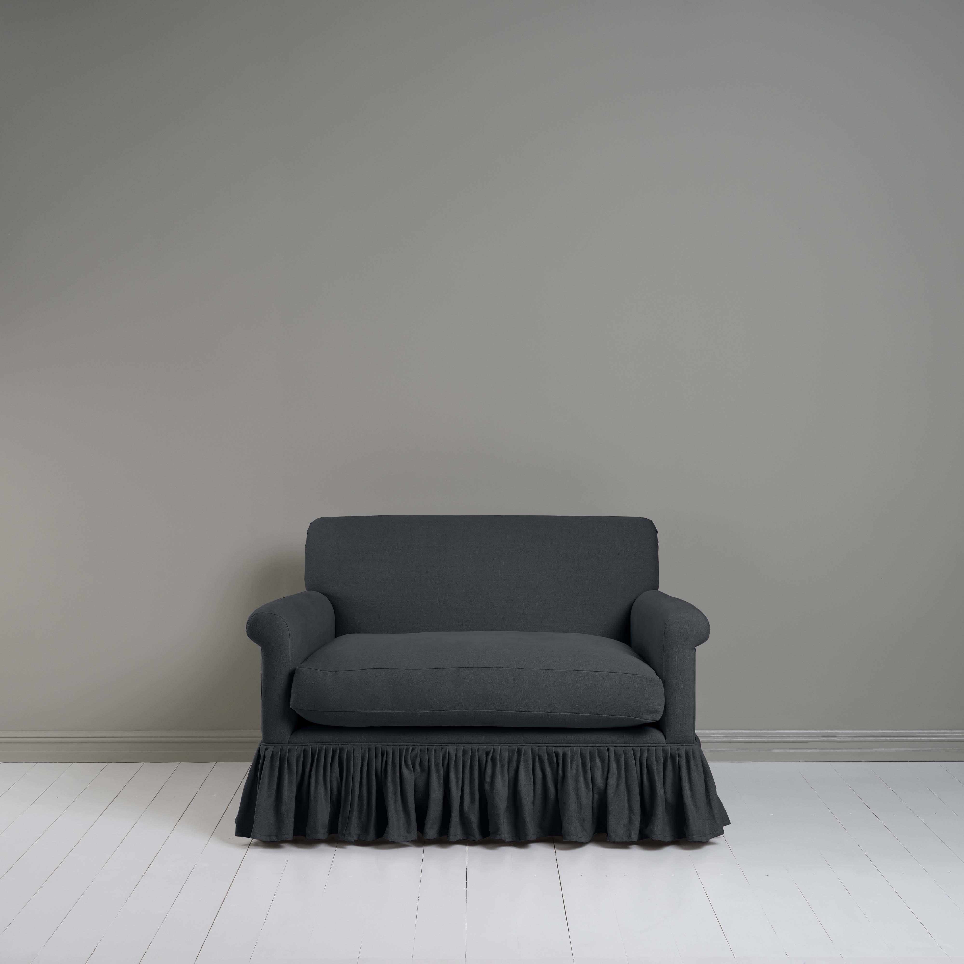 Front View of Curtain Call Love Seat in Black - Nicola Harding & Co.