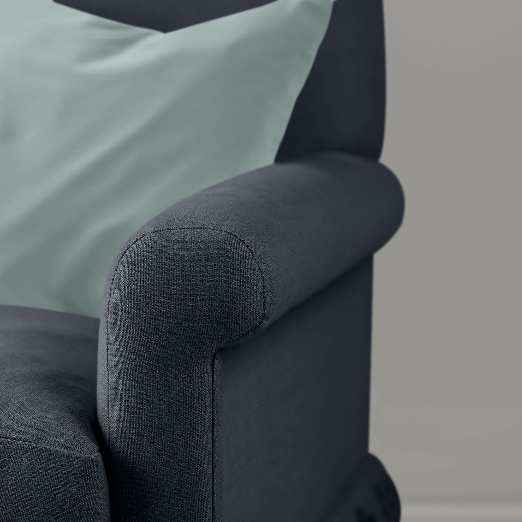 Arm Design Closeup of Curtain Call Love Seat in Black - By NiX