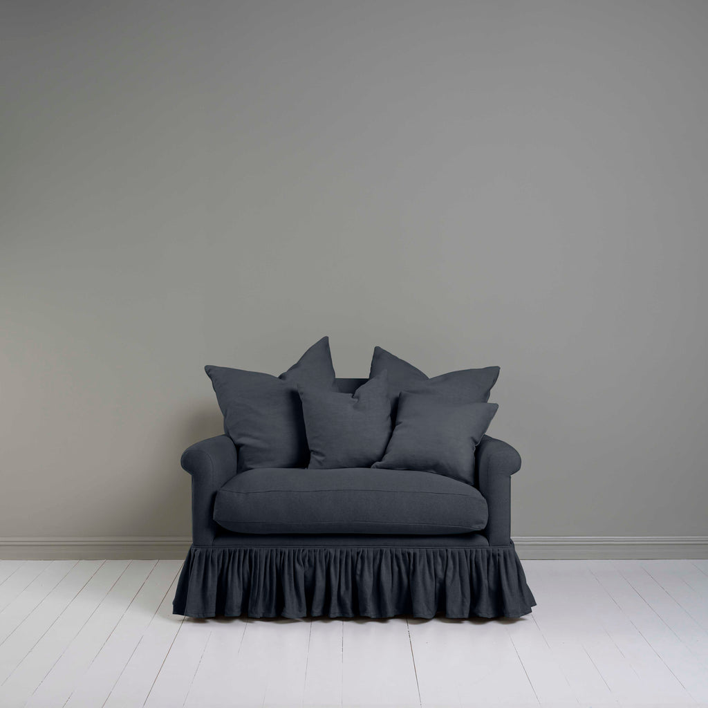 Front View of Curtain Call Love Seat in Black With Cushions - NiX