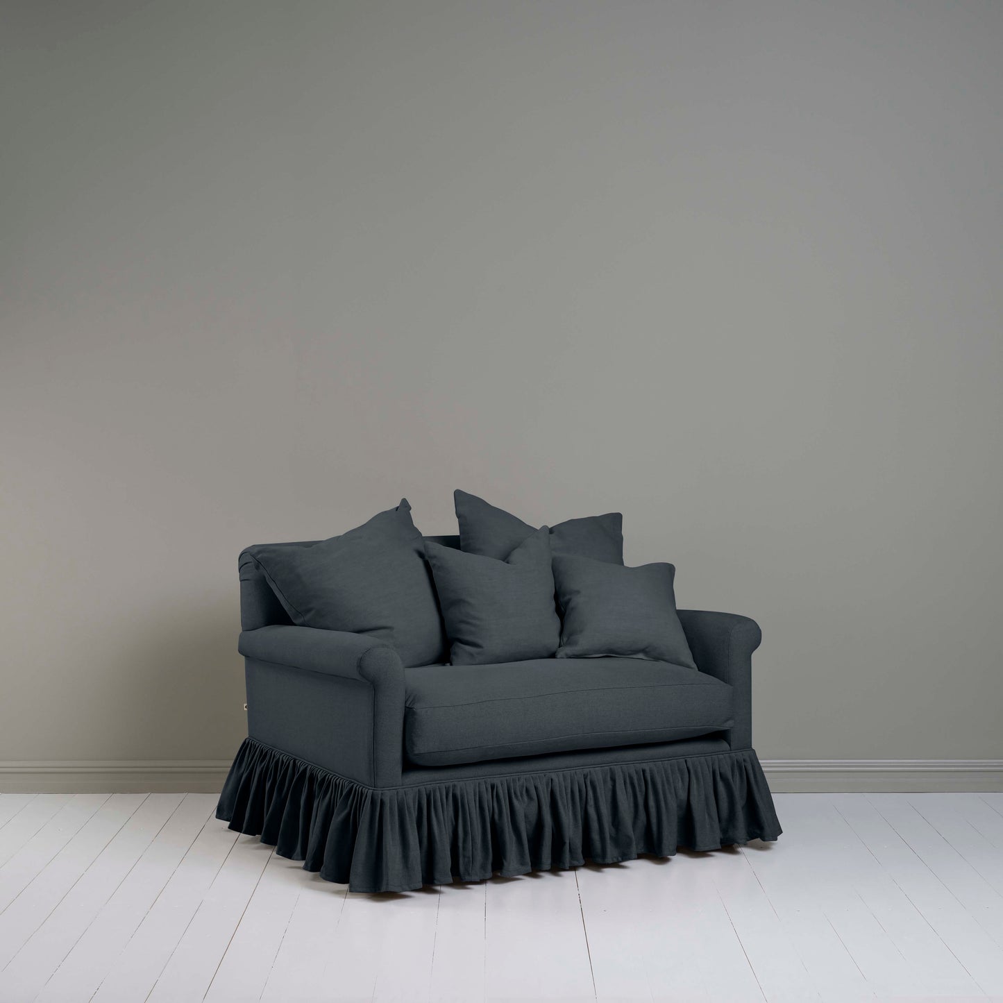 Curtain Call Love Seat in Black With 4 Matching Cushions - By Nicola Harding & Co.