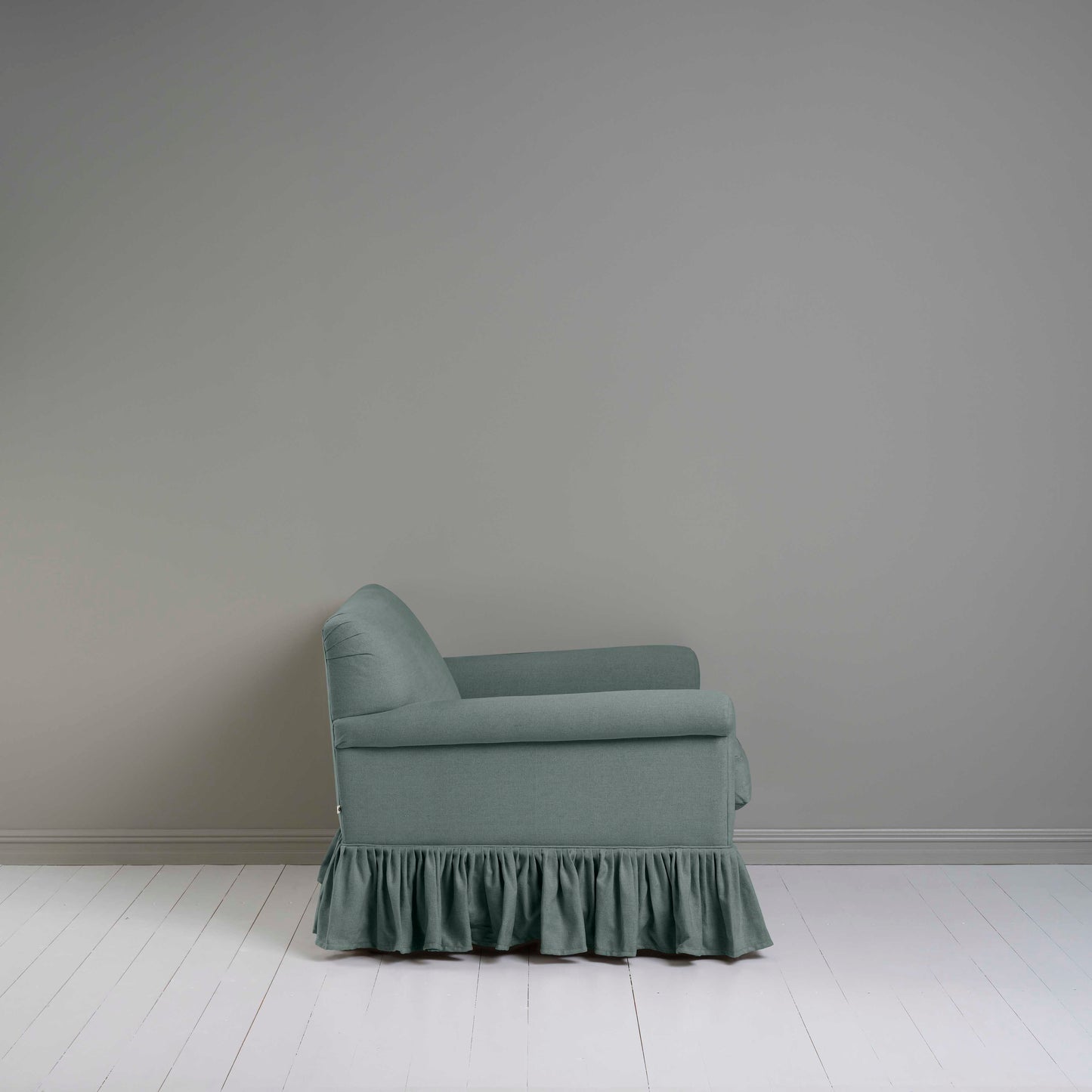 Side View of Curtain Call Love Seat in Blue(Mineral) Color - By NiX
