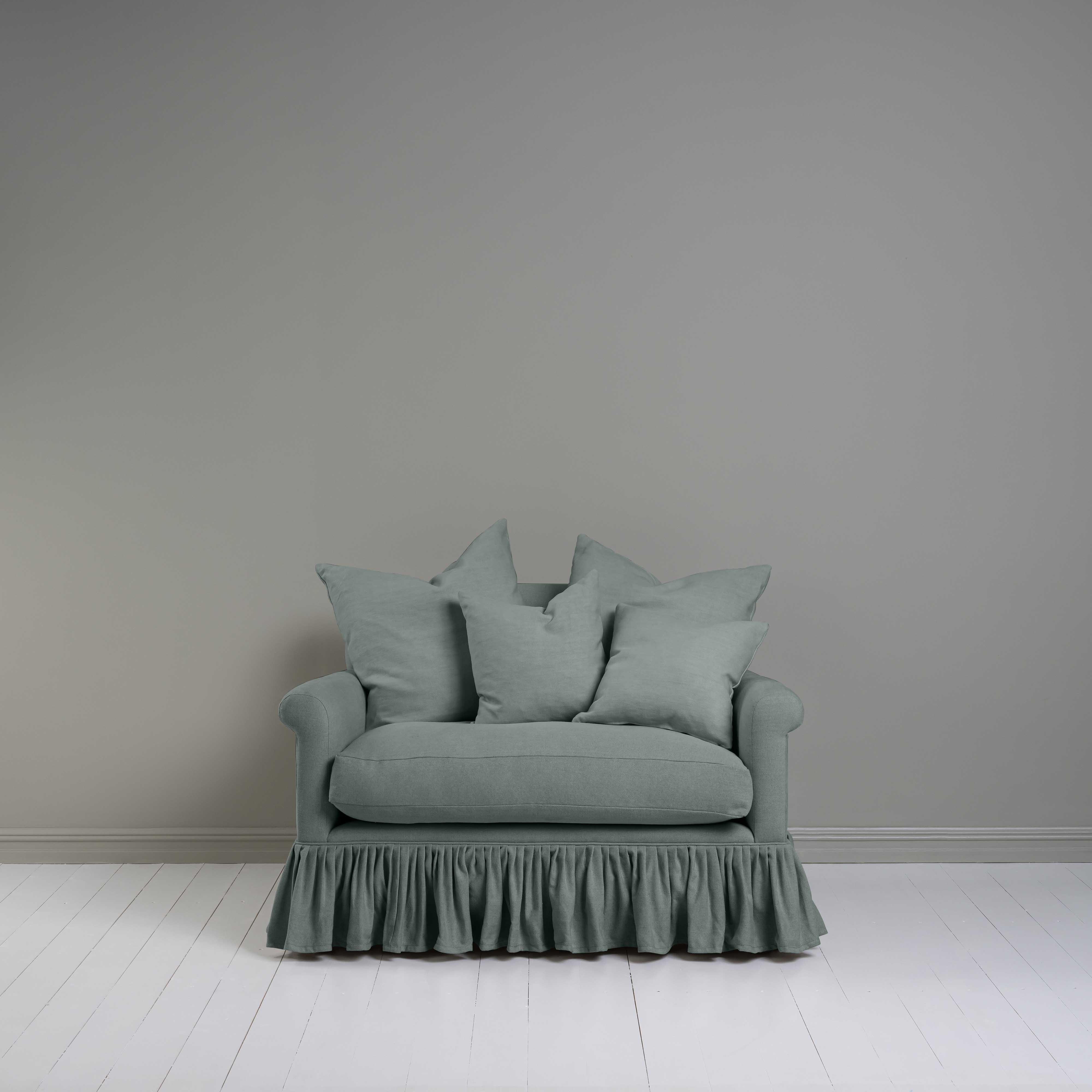 Front View of Curtain Call Love Seat in Blue(Mineral) Color. With Cushions - NiX