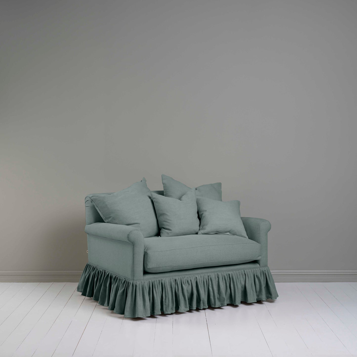 Curtain Call Love Seat in Blue(Mineral) Color WIth Matching Cushions - NiX