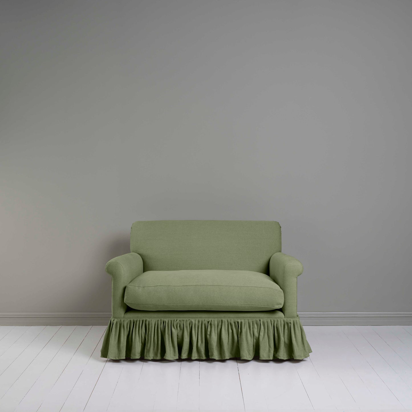 Curtain Call Love Seat in Laidback Linen Moss