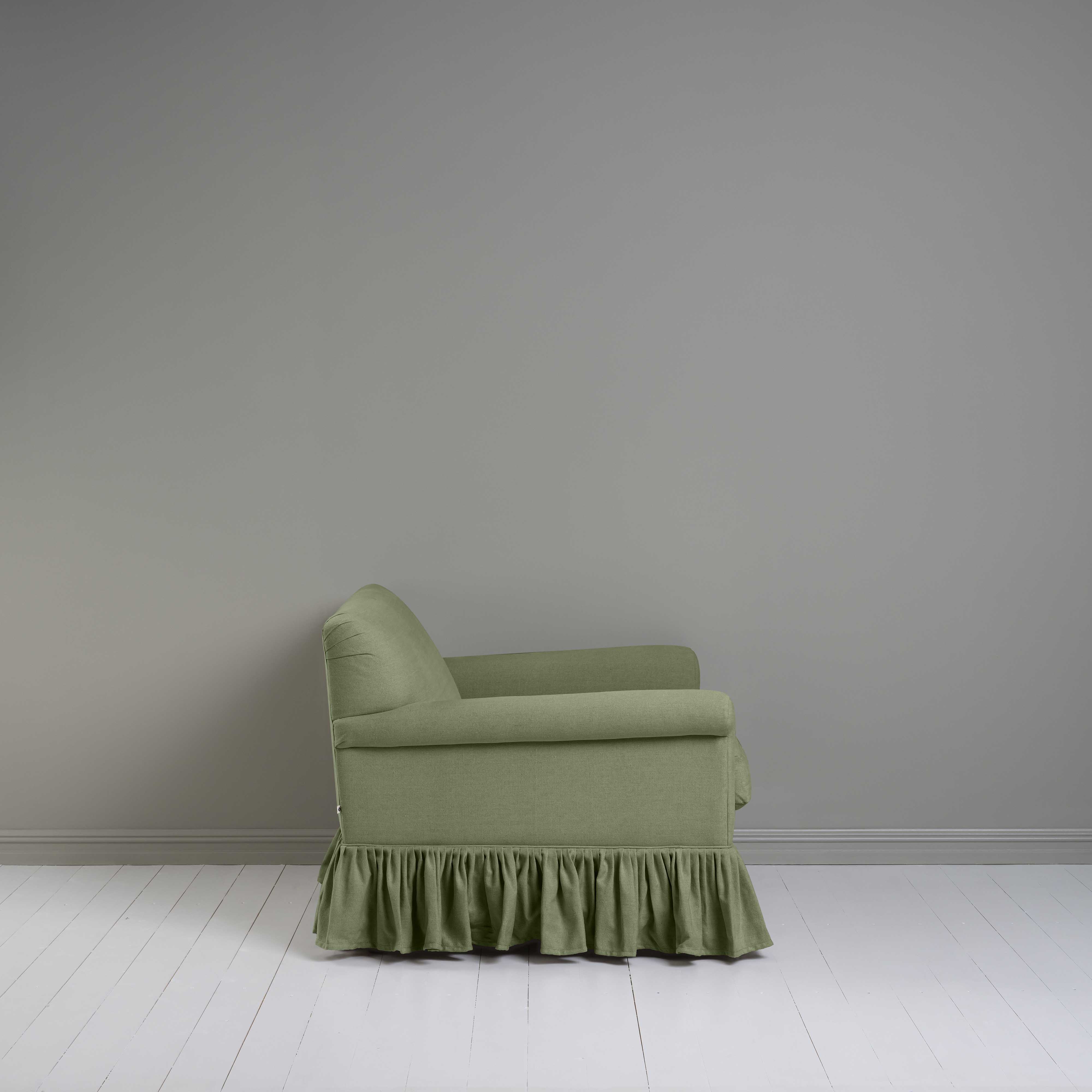 Side View of Curtain Call Love Seat in Green(Moss) - NiX