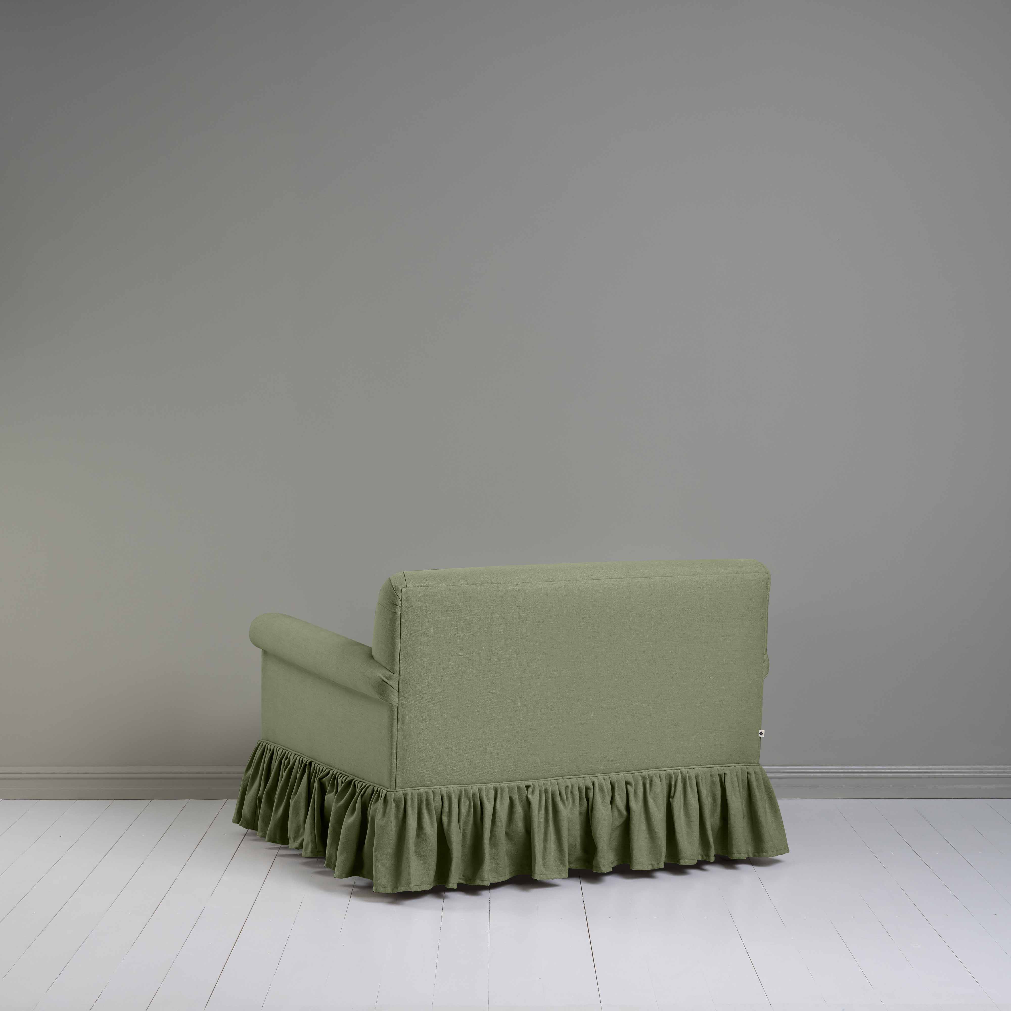 Back View of Curtain Call Love Seat in Green(Moss)