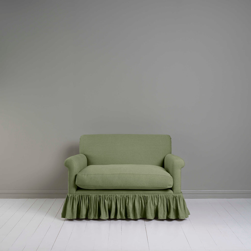 Front View of Curtain Call Love Seat in Green(Moss) - Nicola Harding & Co.