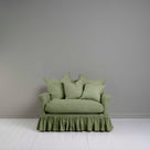 Front View of Curtain Call Love Seat in Green(Moss) With Cushions - NiX By Nicola Harding