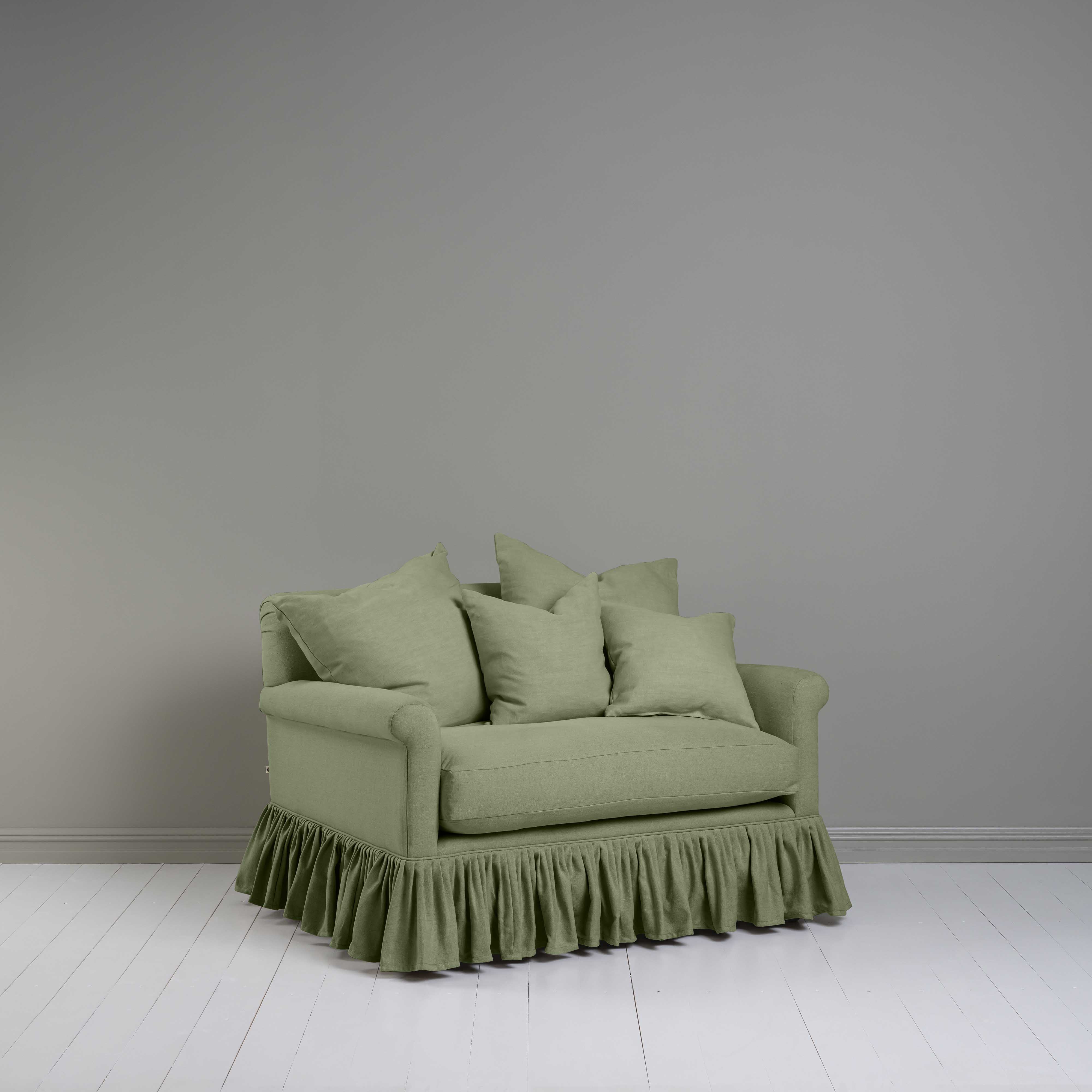  Curtain Call Love Seat in Laidback Linen Moss 