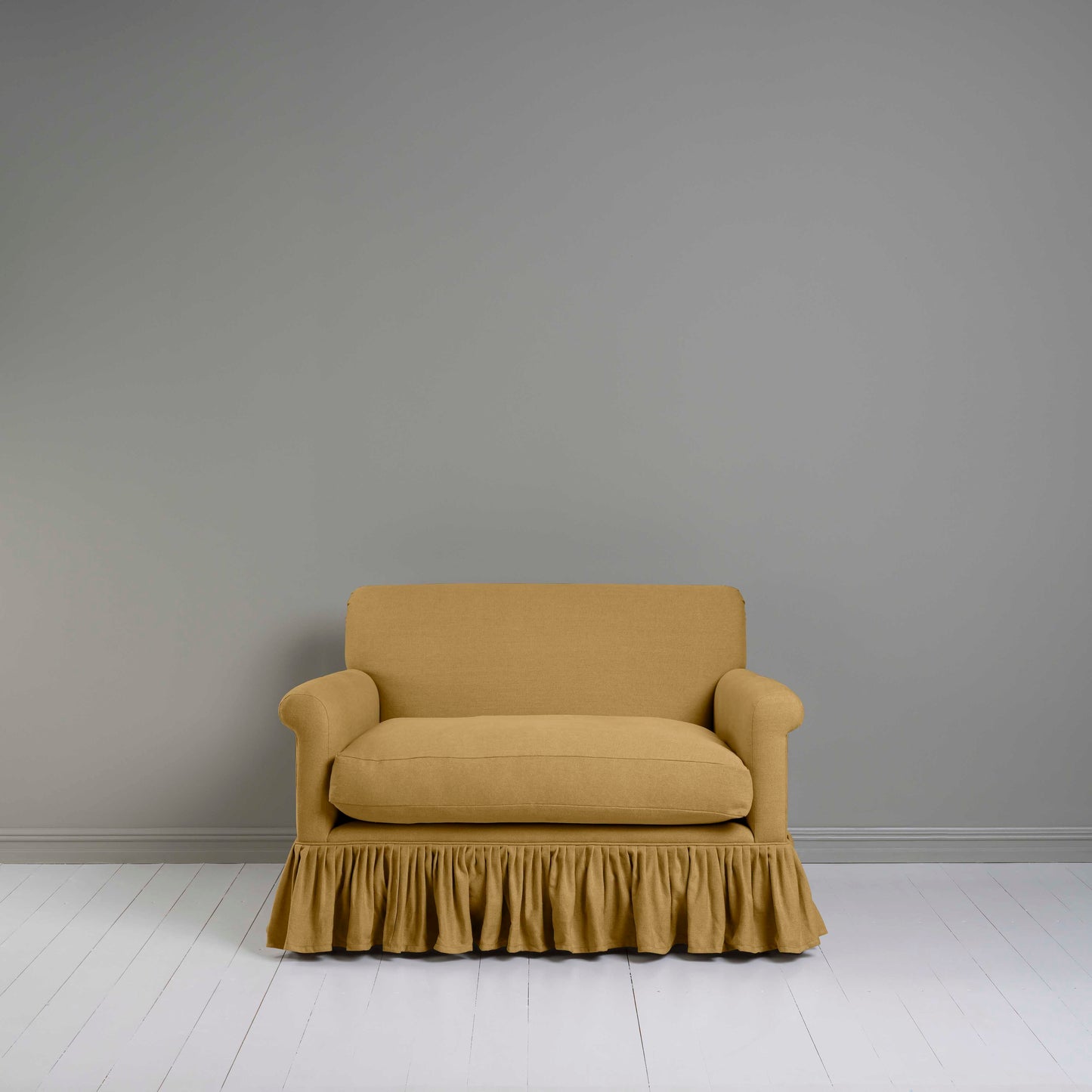 Front View of Curtain Call Love Seat in Ochre - By NiX