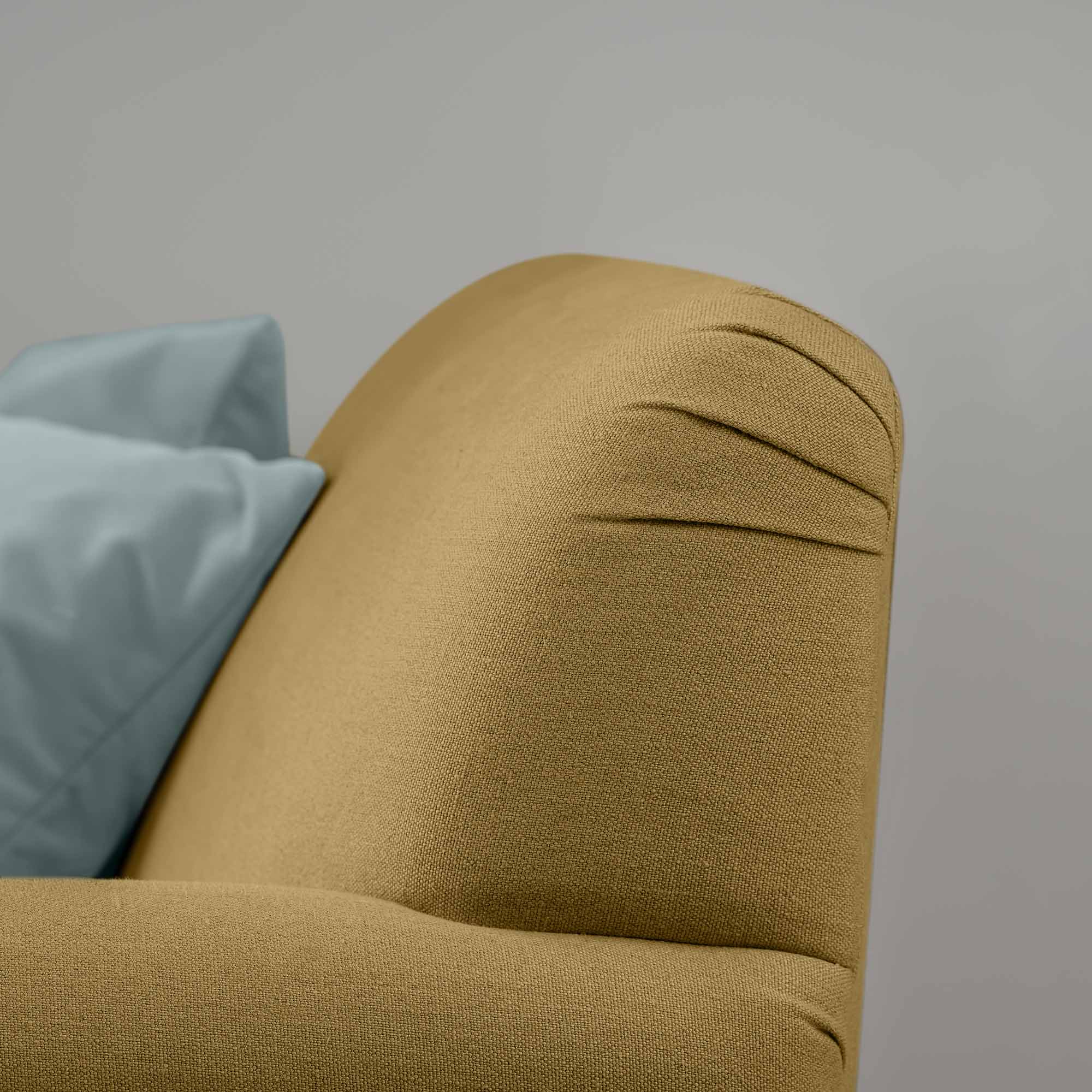Design Closeup of Curtain Call Love Seat in Yellow(Ochre) - Nicola Harding & Co.