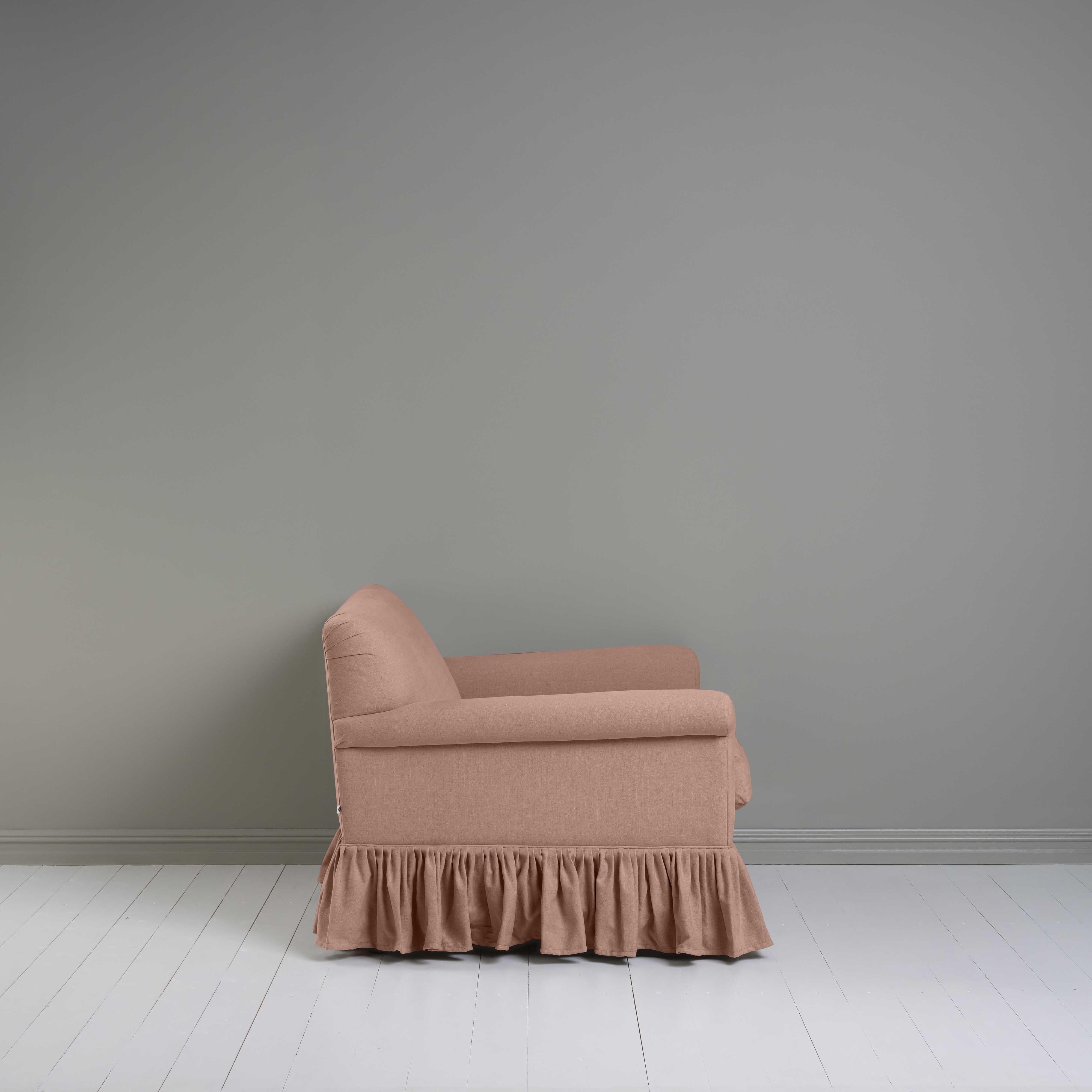 Side View of Curtain Call Love Seat in Pink(Roseberry) - NiX