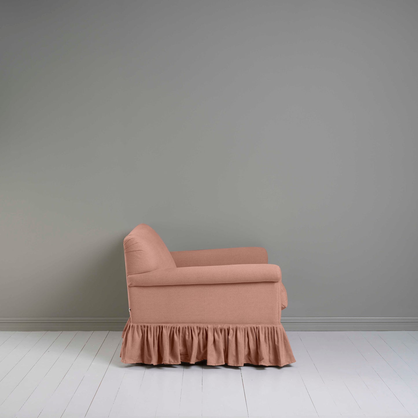 Side View of Curtain Call Love Seat in Pink(Roseberry) - NiX