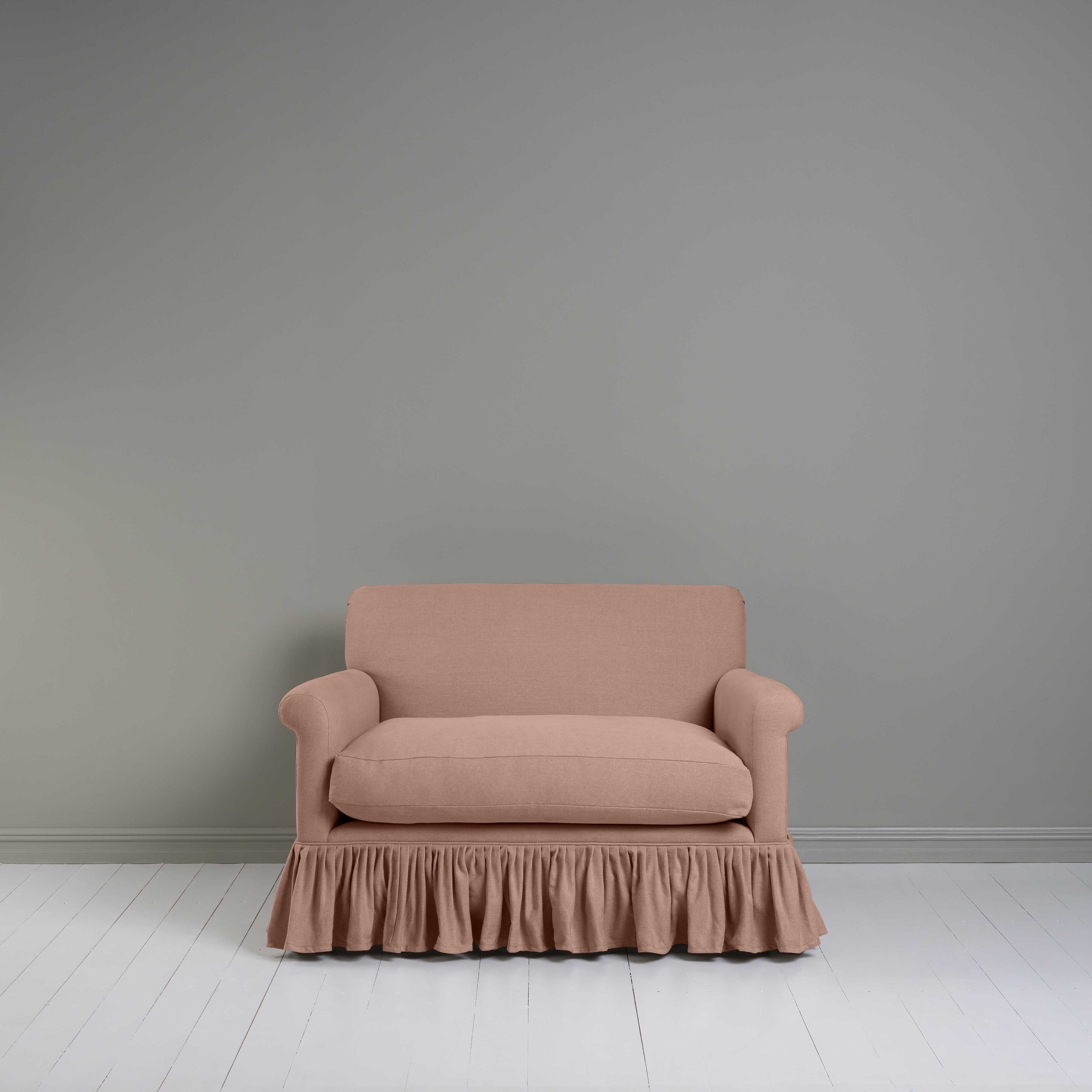 Front View of Curtain Call Love Seat in Pink(Roseberry)